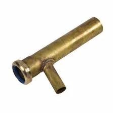 1-1/2" X 8" 7/8" Rough Brass OD Dishwasher Branch Tailpiece - 20GA