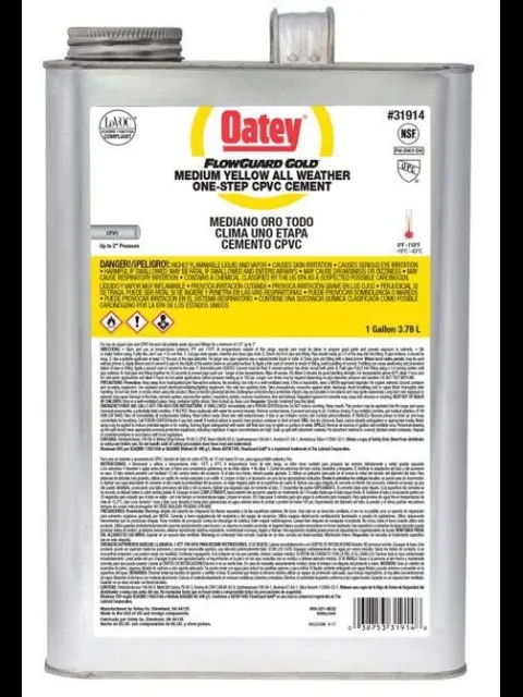 Oatey CPVC All Weather FlowGuard Gold 1-Step Yellow Cement - 1 Gallon