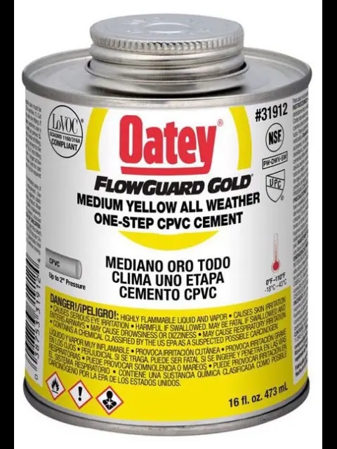 Oatey CPVC All Weather FlowGuard Gold 1-Step Yellow Cement - 16oz