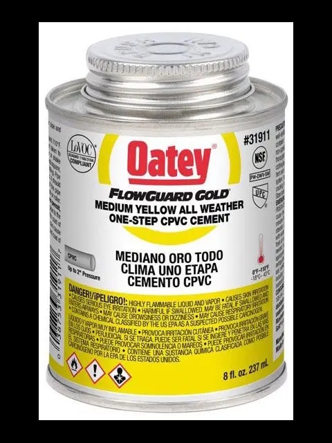 Oatey CPVC All Weather FlowGuard Gold 1-Step Yellow Cement - 8oz