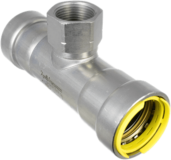 1-1/2" X 1-1/2" X 3/4" Carbon Steel Tee 4712G Gas Press X Press X Fem