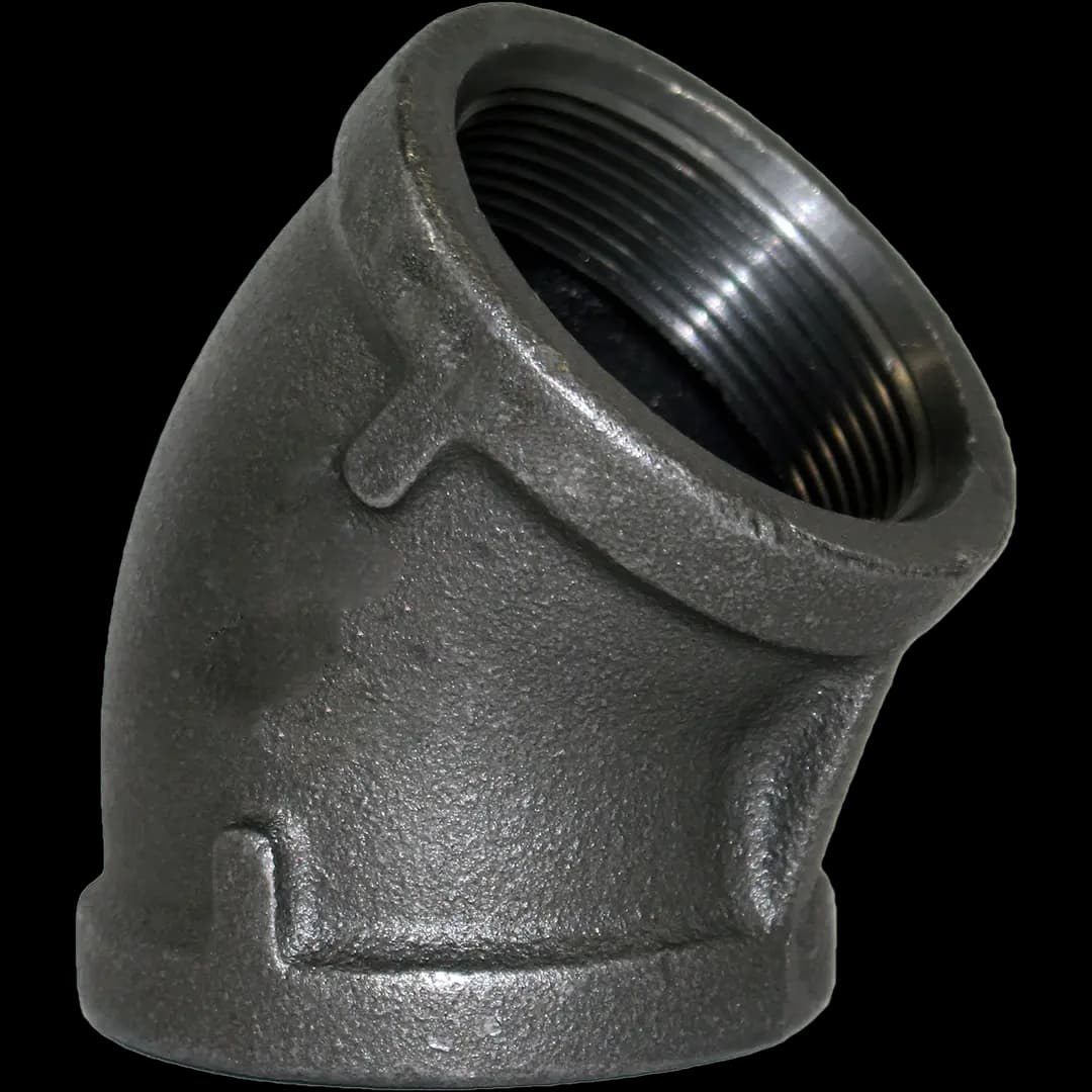 Black Malleable 45 Elbow