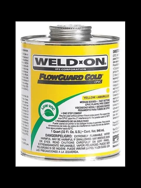 IPS 11026 1 Quart FlowGuard Gold« CPVC Yellow Cement Medium-Bodied Fast-Setting