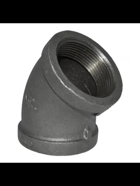 1-1/2" Black Malleable Elbow 45