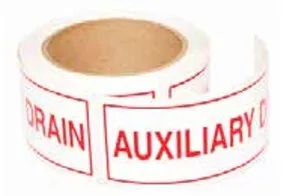 6" X 2" Auxiliary Drain Sign Fire Sprinkler Decal Roll